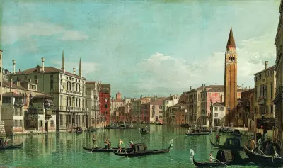 The Grand Canal, Venice, Looking Southeast, with the Campo della Carità to the Right av Canaletto
