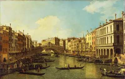 Venice, the Grand Canal from the Palazzo Dolfin-Manin to the Rialto Bridge av Canaletto