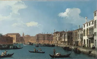 Vue du canal de Santa Chiara, à Venise av Canaletto