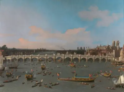 Westminster Bridge, with the Lord Mayor’s Procession on the Thames av Canaletto