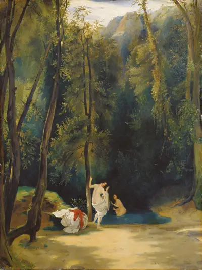 Women Bathing in the Park of Terni av Carl Blechen