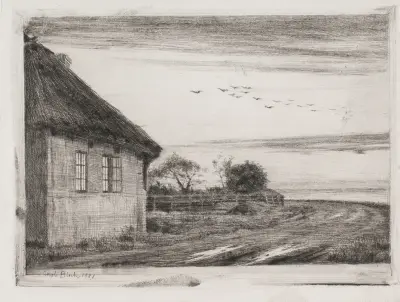 Aftonlandskap från Hellebæk av Carl Bloch