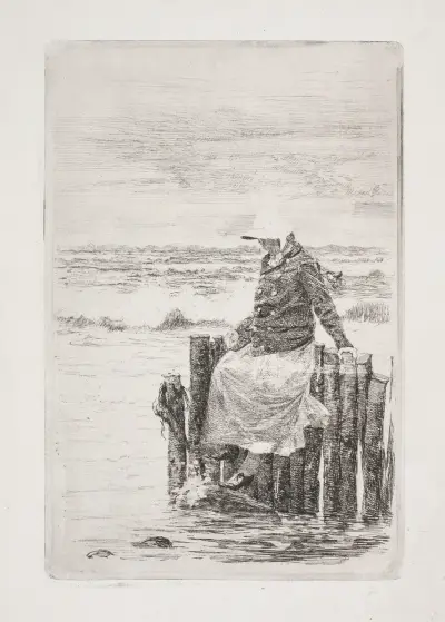 Pigen ved bolværket av Carl Bloch