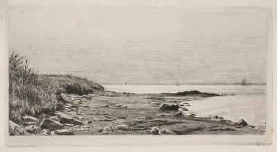 Strandpartie mit Sonnenschein auf dem Meer von Carl Bloch