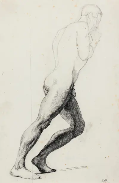 Studie zu Samsons Beinen zum Museumsbild Samson bei den Philistern von Carl Bloch