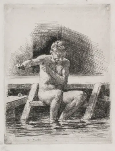 Den badande mannen av Carl Bloch