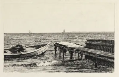 The boat at the bridge av Carl Bloch