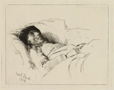 The sick old man av Carl Bloch