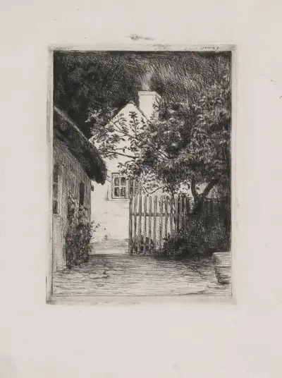 Die zwei Häuser und der Obstbaum von Carl Bloch