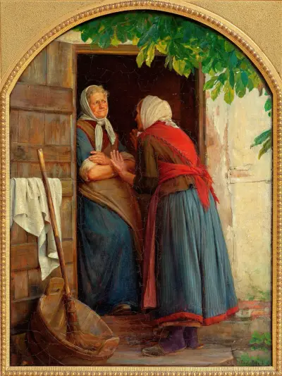 Two women talking av Carl Bloch
