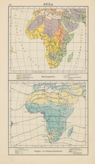 Afrika; havsområden – regnkarta av Carl Diercke