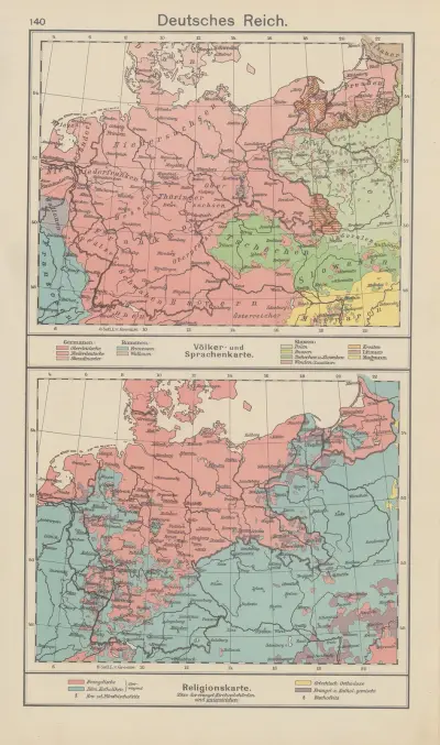 Deutsches Reich; Völker- und Sprachenkarte. — Religionskarte von Carl Diercke