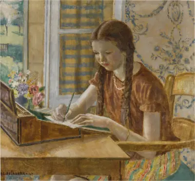 Girl at Writing Desk av Frederick Carl Frieseke