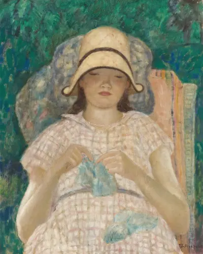 Girl Knitting av Frederick Carl Frieseke