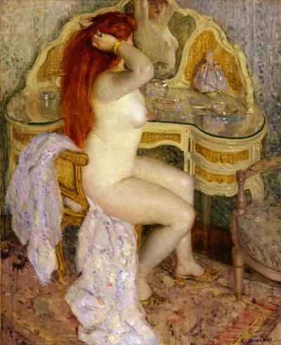 Nude Seated at Her Dressing Table av Frederick Carl Frieseke