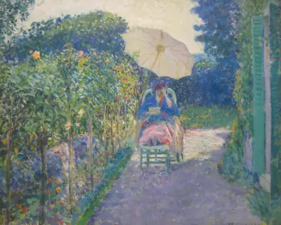 Woman Seated in a Garden av Frederick Carl Frieseke