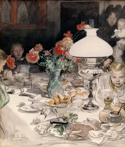 Kring aftonlampan av Carl Larsson
