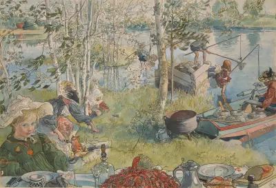 Kräftfiske av Carl Larsson