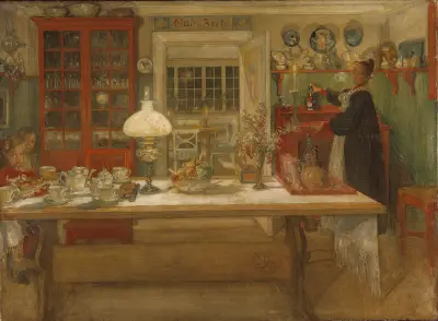 Förberedelser för ett spel av Carl Larsson