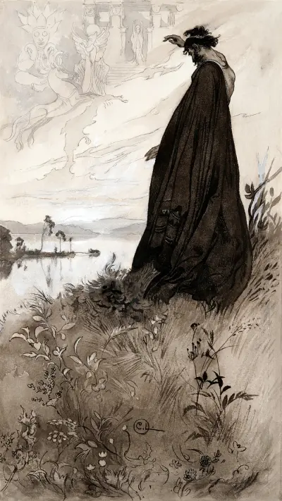 Illustration till Singoalla, 1894 – nr 10 av Carl Larsson