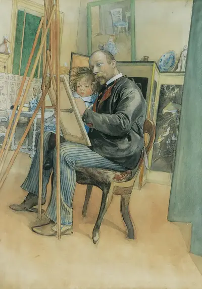 Spegelbild med Brita av Carl Larsson