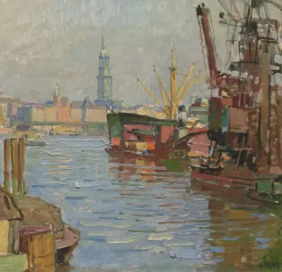 Der Hamburger Hafen av Carl Moll