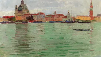 Venedig, Santa Maria della Salute och Campanile di San Marco av Carl Moll