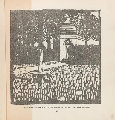 Ver Sacrum 1903 15 263 Altwiener Gartenhaus in Döbling av Carl Moll