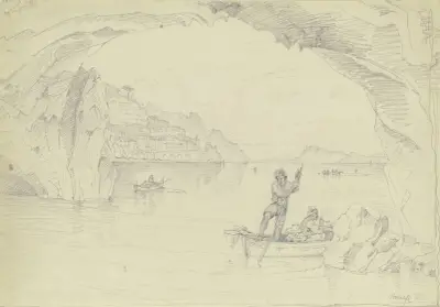 Blick auf Amalfi von der Grotte aus av Carl Morgenstern