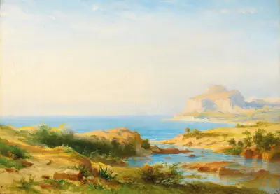 Landskap från Cefalù, Sicilien av Carl Morgenstern