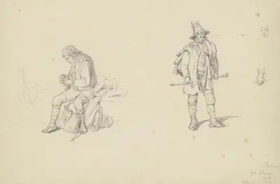 Studienblatt; römische Bauern av Carl Morgenstern