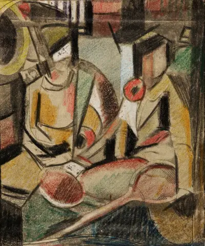 Abstract–Two Women with Tennis Racquets av Carl Newman