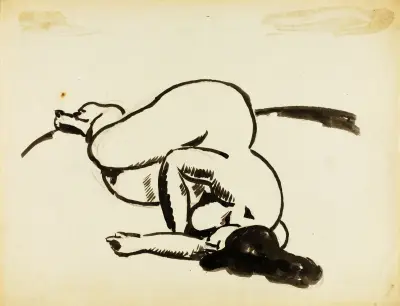 Liggande kvinnlig nakenstudie av Carl Newman