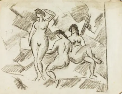 Gruppe von drei weiblichen Aktstudien 2 von Carl Newman