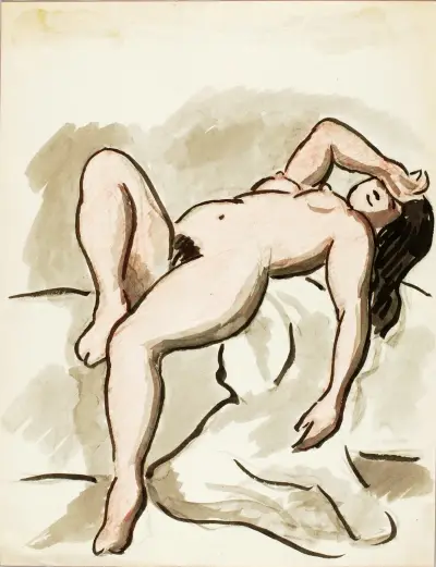 Liggande nakenstudie av Carl Newman