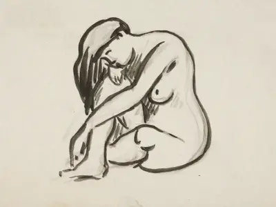 Sittande nakenstudie av Carl Newman