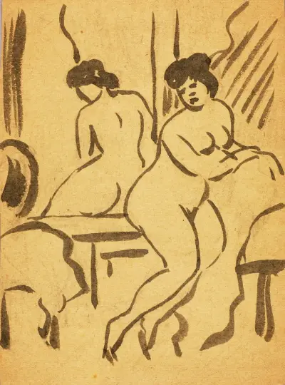 Sitzende weibliche Aktstudie, 1987 von Carl Newman