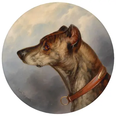 Hundeporträt rund av Carl Reichert