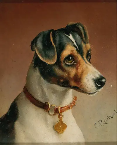 Portrait of a Jack Russel Terrier av Carl Reichert