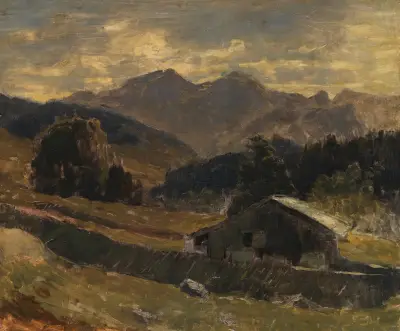 Blick auf den Hochkalter am Hintersee av Carl Schuch
