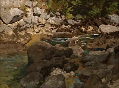 Mountain Stream with Boulders av Carl Schuch
