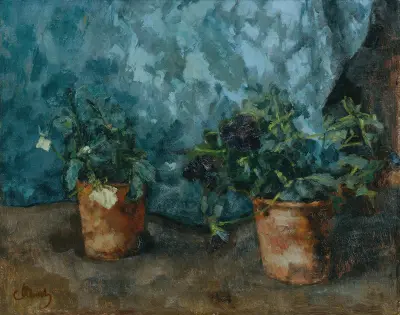 Stillleben mit Blumentöpfen av Carl Schuch