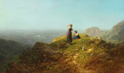 Blick ins Tal (Zwei Mädchen auf einer Alpe) av Carl Spitzweg