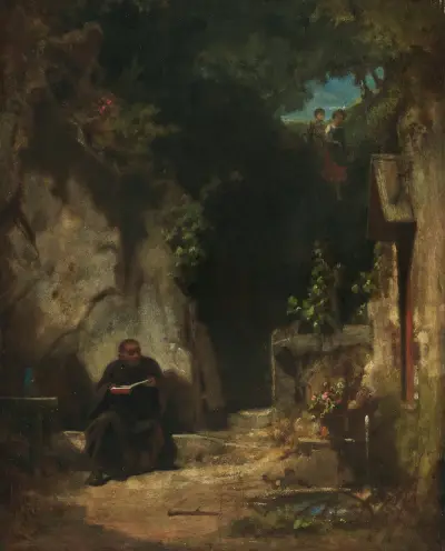 Einsiedler mit Mädchen av Carl Spitzweg