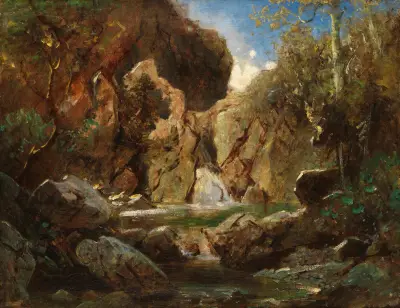 Klippgryta med forsande vatten av Carl Spitzweg