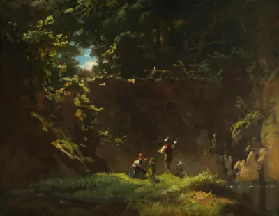 Fischende Kinder av Carl Spitzweg
