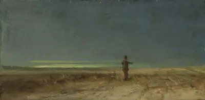 Slättlandskap med fågelskrämma av Carl Spitzweg