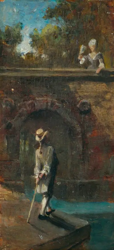 Galant scen vid en flodbro av Carl Spitzweg