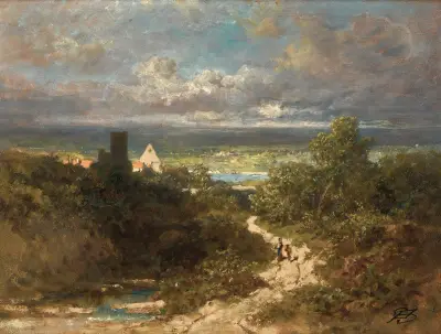 Landscape with river av Carl Spitzweg