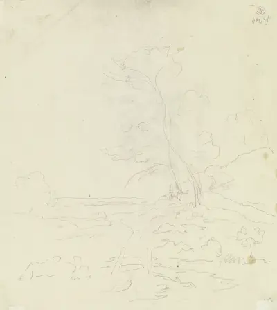 Landskap med två träd av Carl Spitzweg